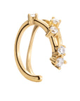 elysium ear cuff, golden ear cuff, 925 silver earrings, 18k gold plated, cubic zirconia, hypoallergenic, single, detail