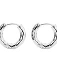 frida silver earrings, silver hoop earrings, 925 silver earrings, rhodium plated, hypoallergenic, close-up