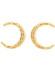 luna golden earrings, golden stud earrings, 925 silver earrings, 18k gold plated, moon shape, hypoallergenic