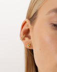 elysium ear cuff, golden ear cuff, 925 silver earrings, 18k gold plated, cubic zirconia, hypoallergenic, single, second close-up