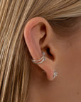 elysium ear cuff, silver ear cuff, 925 silver earrings, rhodium plated, cubic zirconia, hypoallergenic, single, second close-up