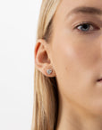 heart shaped earrings, silver stud earrings, 925 silver earrings, rhodium plated, hypoallergenic, close-up