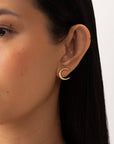 luna golden earrings, golden stud earrings, 925 silver earrings, 18k gold plated, moon shape, hypoallergenic, second detail