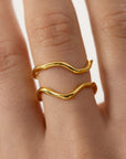 polaris golden ring, 925 silver ring, 18k gold plated, adjustable, hypoallergenic, close-up