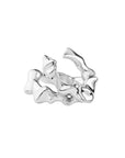 gender fluid t1000 ring, recycled Silver 925, rhodium plated, irregular shape, hand-polished