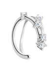 elysium ear cuff, silver ear cuff, 925 silver earrings, rhodium plated,  cubic zirconia, hypoallergenic, single, detail