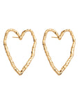 eros gold earring, golden stud earring, 925 silver earring, 18k gold plated, heart shaped, hypoallergenic, close-up
