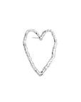 eros single earring, silver stud earring, 925 silver earring, rhodium plated, heart shaped, hypoallergenic, detail