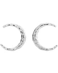 luna silver earrings, silver stud earrings, 925 silver earrings, rhodium plated, moon shape, hypoallergenic
