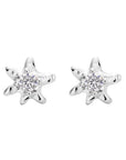 supernova silver earrings, silver stud earrings, 925 silver earrings, rhodium plated, cubric zirconia, stone, hypoallergenic