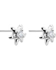 supernova silver earrings, silver stud earrings, 925 silver earrings, rhodium plated, cubric zirconia, stone, hypoallergenic, detail