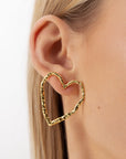 eros gold earring, golden stud earring, 925 silver earring, 18k gold plated, heart shaped, hypoallergenic, second detail
