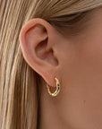 frida gold earrings, golden hoop earrings, 925 silver earrings, 18k gold plated, hypoallergenic, second detail