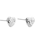 heart shaped earrings, silver stud earrings, 925 silver earrings, rhodium plated, hypoallergenic
