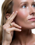 moonlight golden ring, 925 silver ring, 18k gold plated, minimal, adjustable, hypoallergenic, second close-up