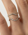 polaris silver ring, 925 silver ring, rhodium plated, adjustable, hypoallergenic, close-up