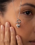 silver heart necklace, 925 silver necklace, rhodium plated, heart shaped, hypoallergenic, close-up
